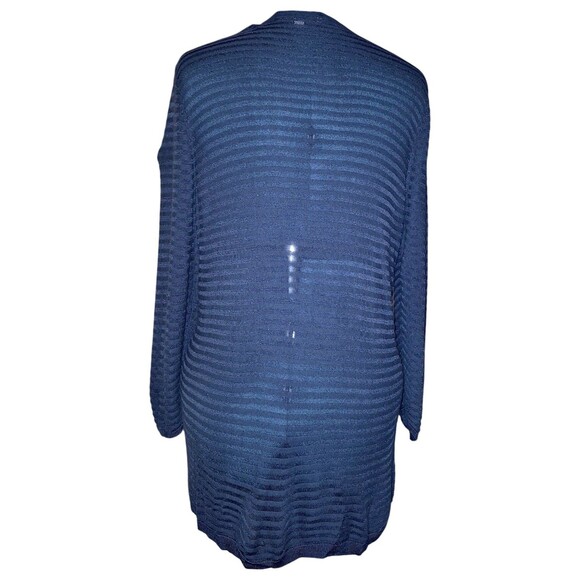 LOFT XL Navy Blue Sweater Rayon Stripe Semi Sheer Long Tunic Transitional Piece - Picture 6 of 6